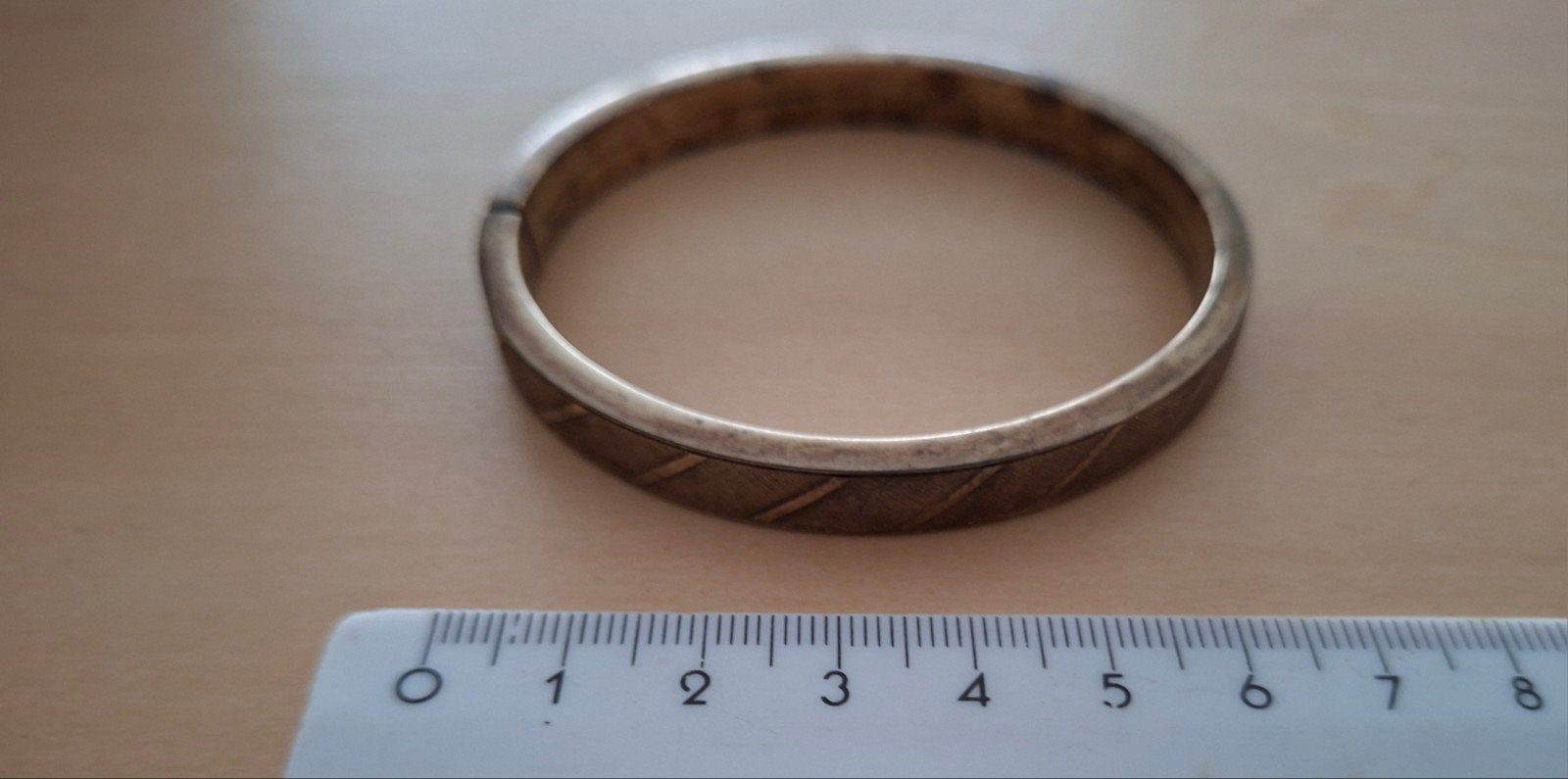 Verguld zilveren armband met patroon - 25/000 Gold Silber, Sieraden, Tassen en Uiterlijk, Ophalen of Verzenden, Gebruikt, Goud