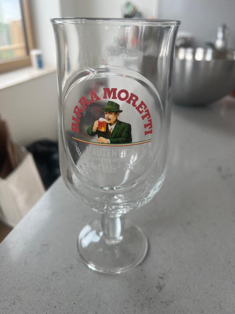 Birra Moretti 6 Bierglas 50cl - Authentiek Italiaans Design, Glas of Glazen, Ophalen of Verzenden, Overige stijlen, Glas