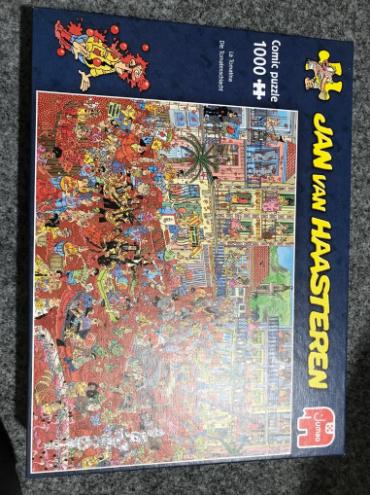 Jan van Haasteren puzzel van 1000 stukjes “la tomatina”, Ophalen, 500 t/m 1500 stukjes, Zo goed als nieuw, Legpuzzel