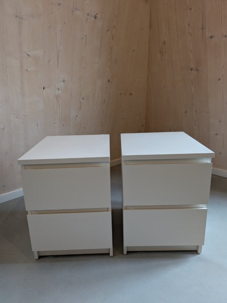 2x IKEA MALM ladekast met 2 lades – Wit, Huis en Inrichting, Ophalen, Minder dan 50 cm, 1 of 2 laden, Zo goed als nieuw