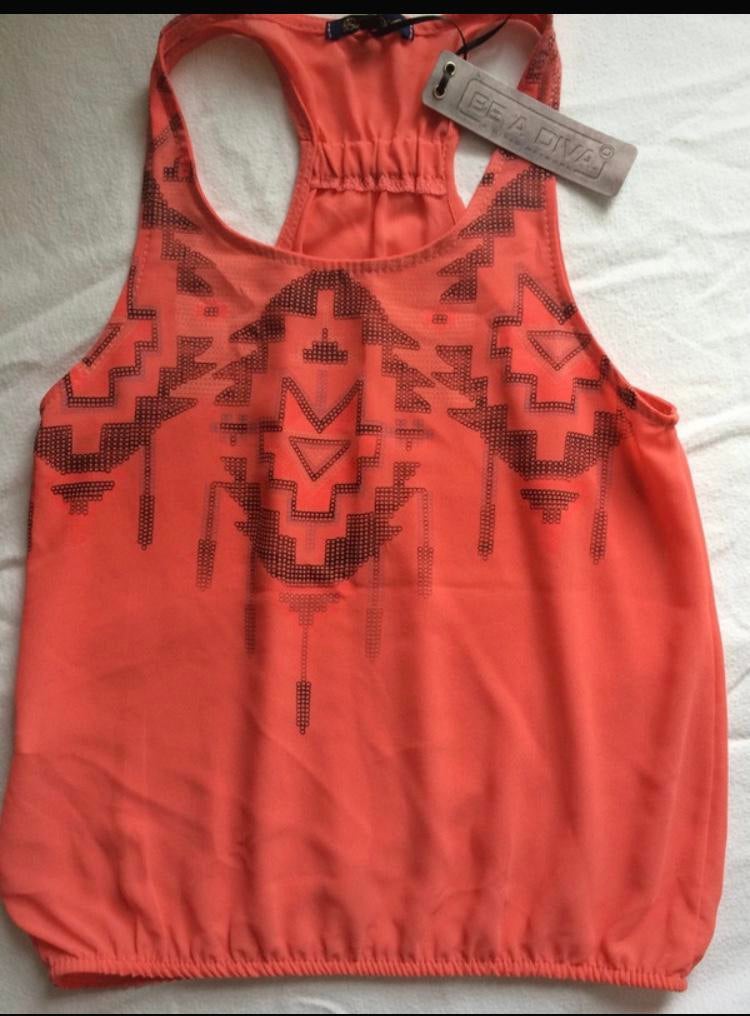 Be a Diva oranje voile tanktop mt 152 NIEUW, Meisje, Nieuw, Ophalen of Verzenden, Shirt of Longsleeve