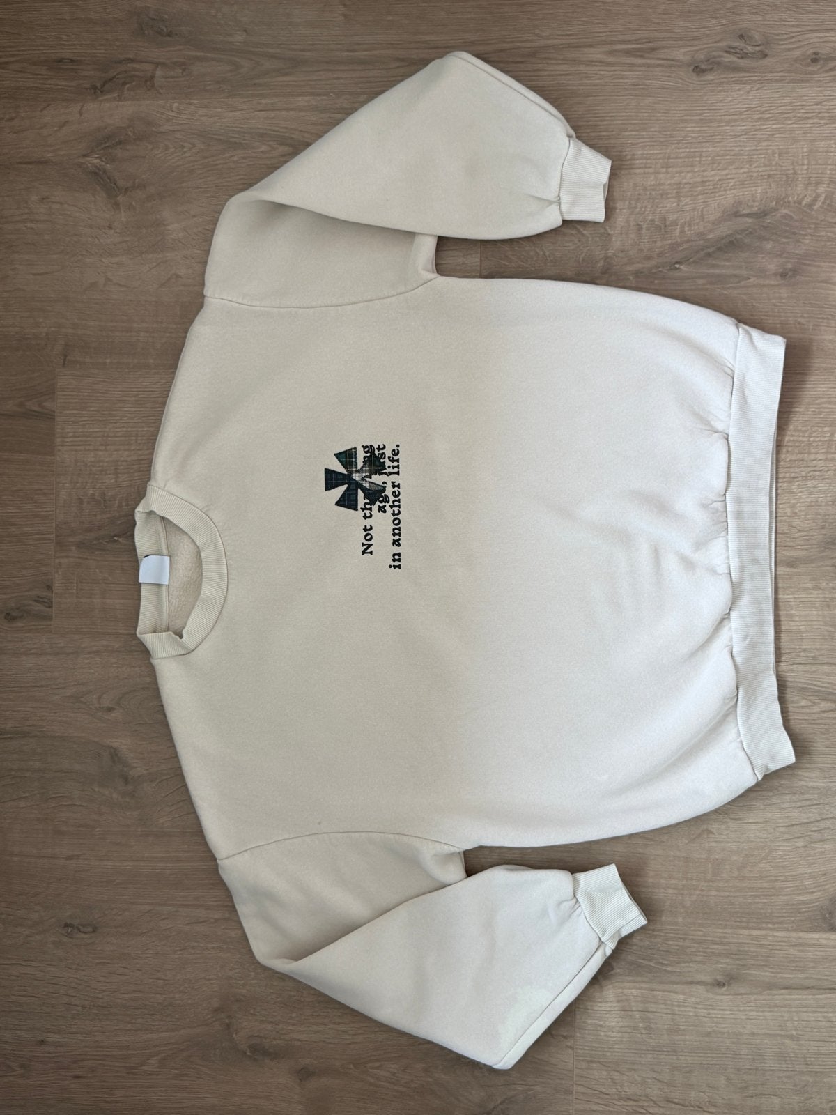 Zara Crèmekleurige Sweater met Print - Maat M, Kleding | Heren, Ophalen of Verzenden, Zo goed als nieuw, Maat 48/50 (M), Beige