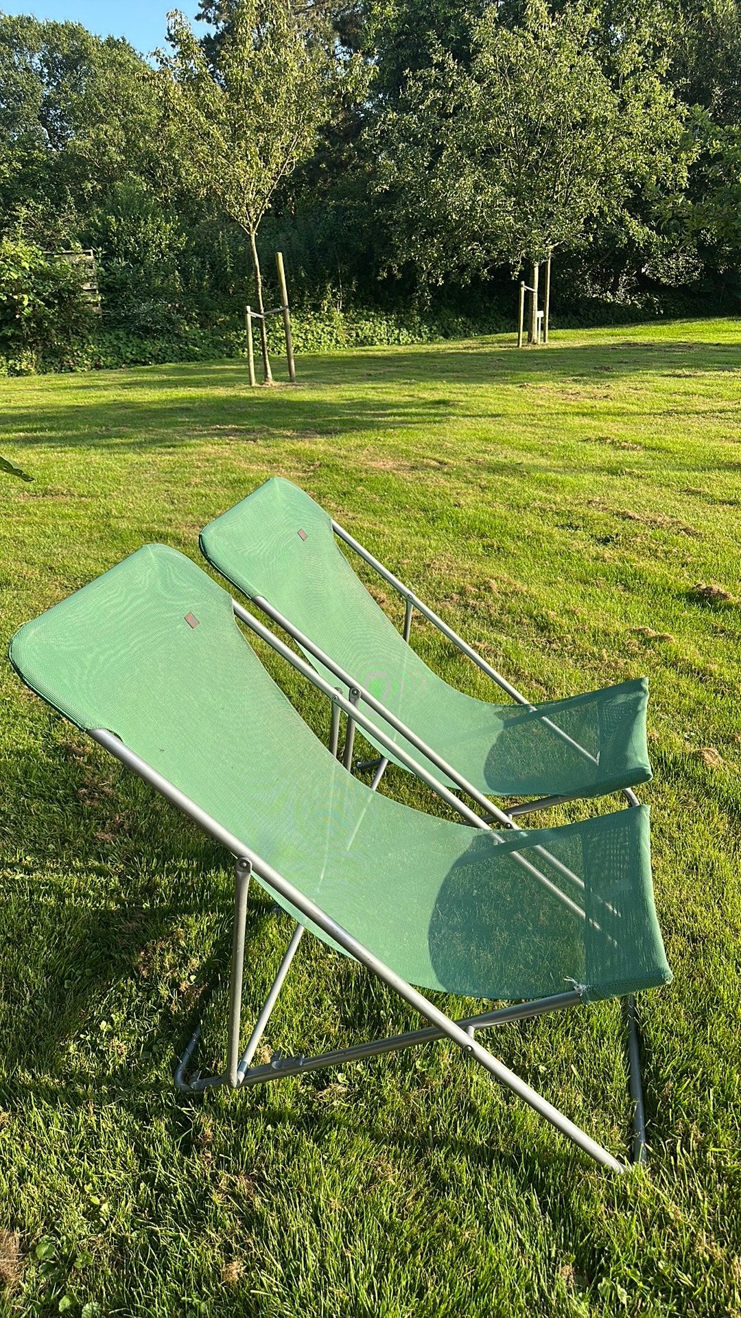 2 leuke inklapbare ligstoelen merk Lafuma (France), Ophalen, Zo goed als nieuw, Campingstoel