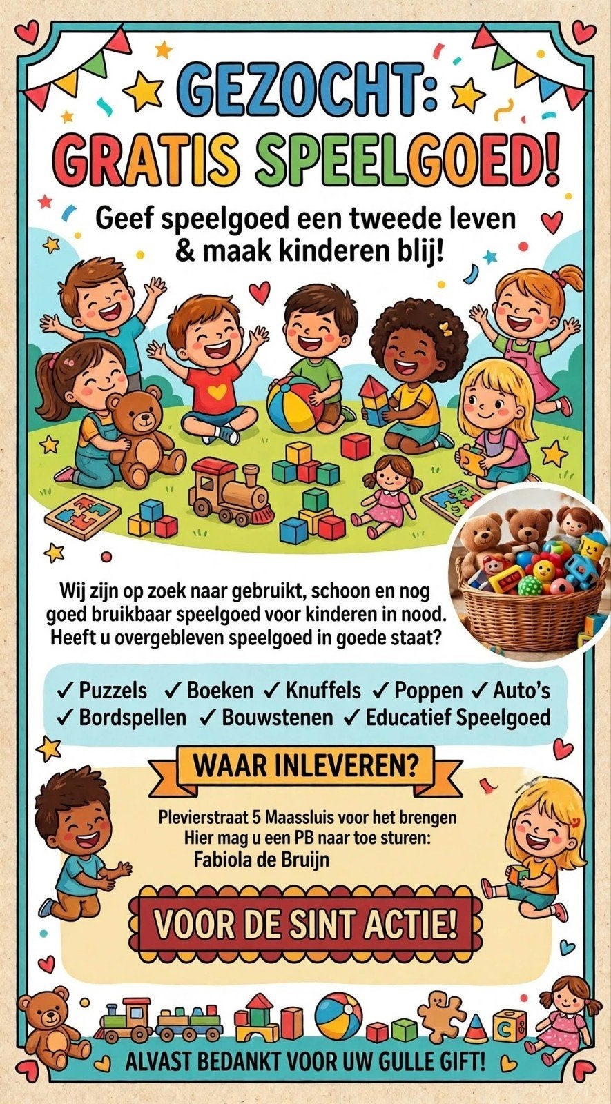 gratis speelgoed gezocht, Ophalen