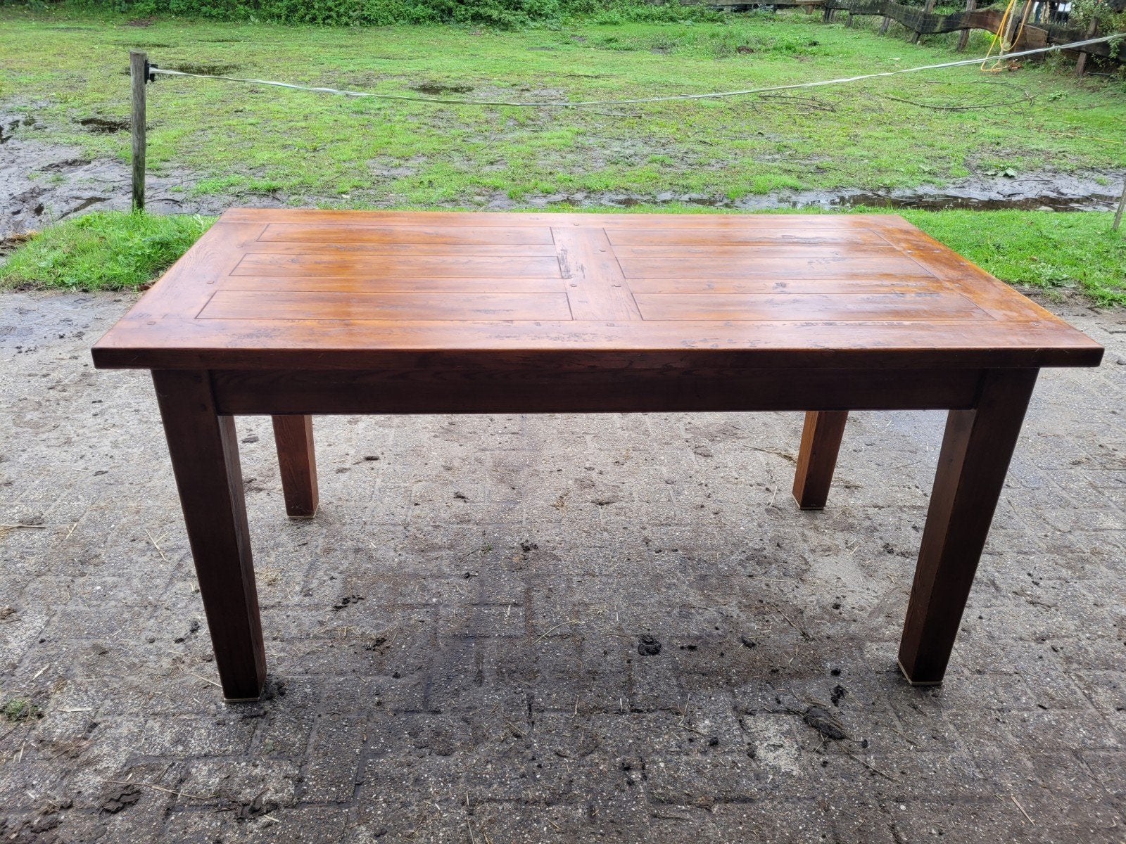 Teakhouten tafel - 160x80 cm - Goede staat, Ophalen, Teakhout, 50 tot 100 cm, Zo goed als nieuw