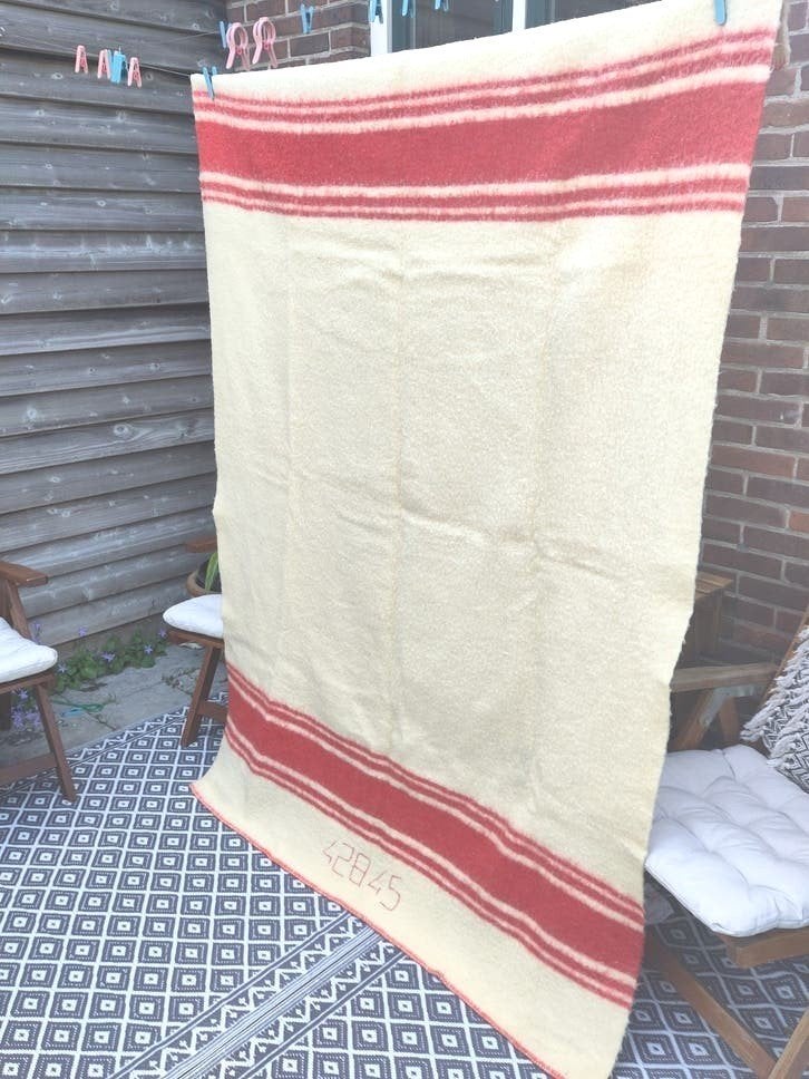 Vintage Wollen Deken Koninklijke Marine - V. Wijk 150*210, Antiek en Kunst, Antiek | Kleden en Textiel, Ophalen of Verzenden
