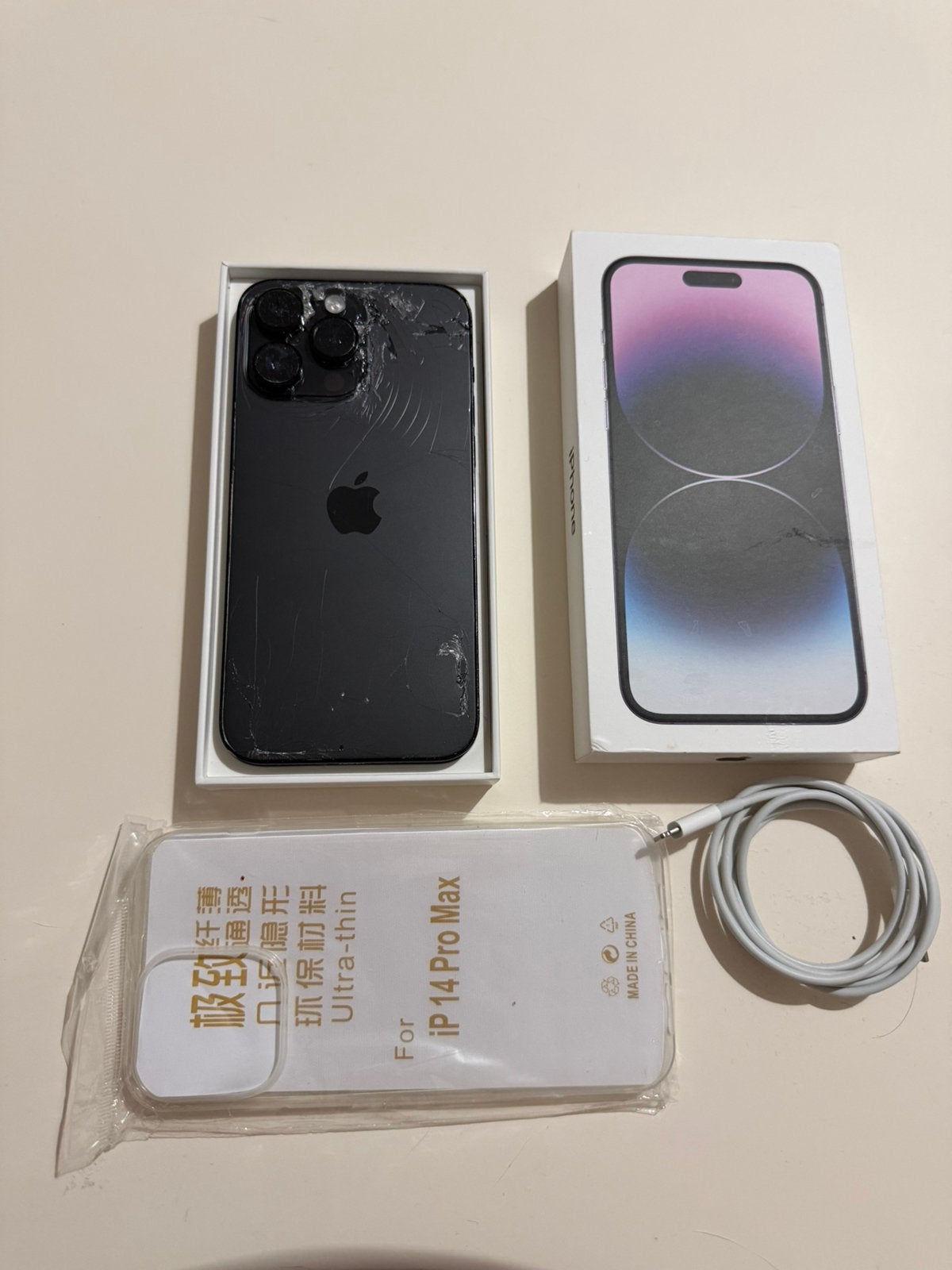 iPhone 14 Pro Max - 128GB | Doos + Lader + Hoesje, Zwart, Ophalen of Verzenden, 84 %, Zonder simlock