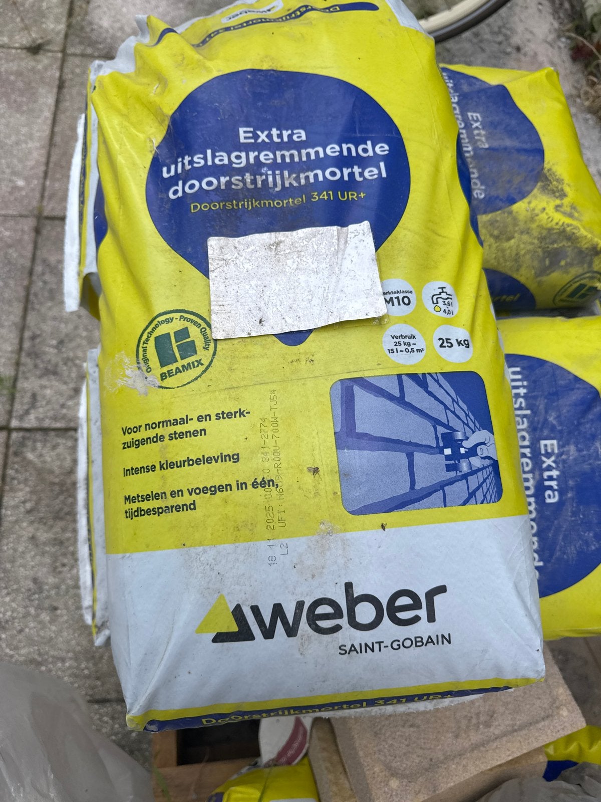 Weber Beamix Doorstrijkmortel 341 UR+ (25 kg), Ophalen, Overige typen, Nieuw, Minder dan 20 cm