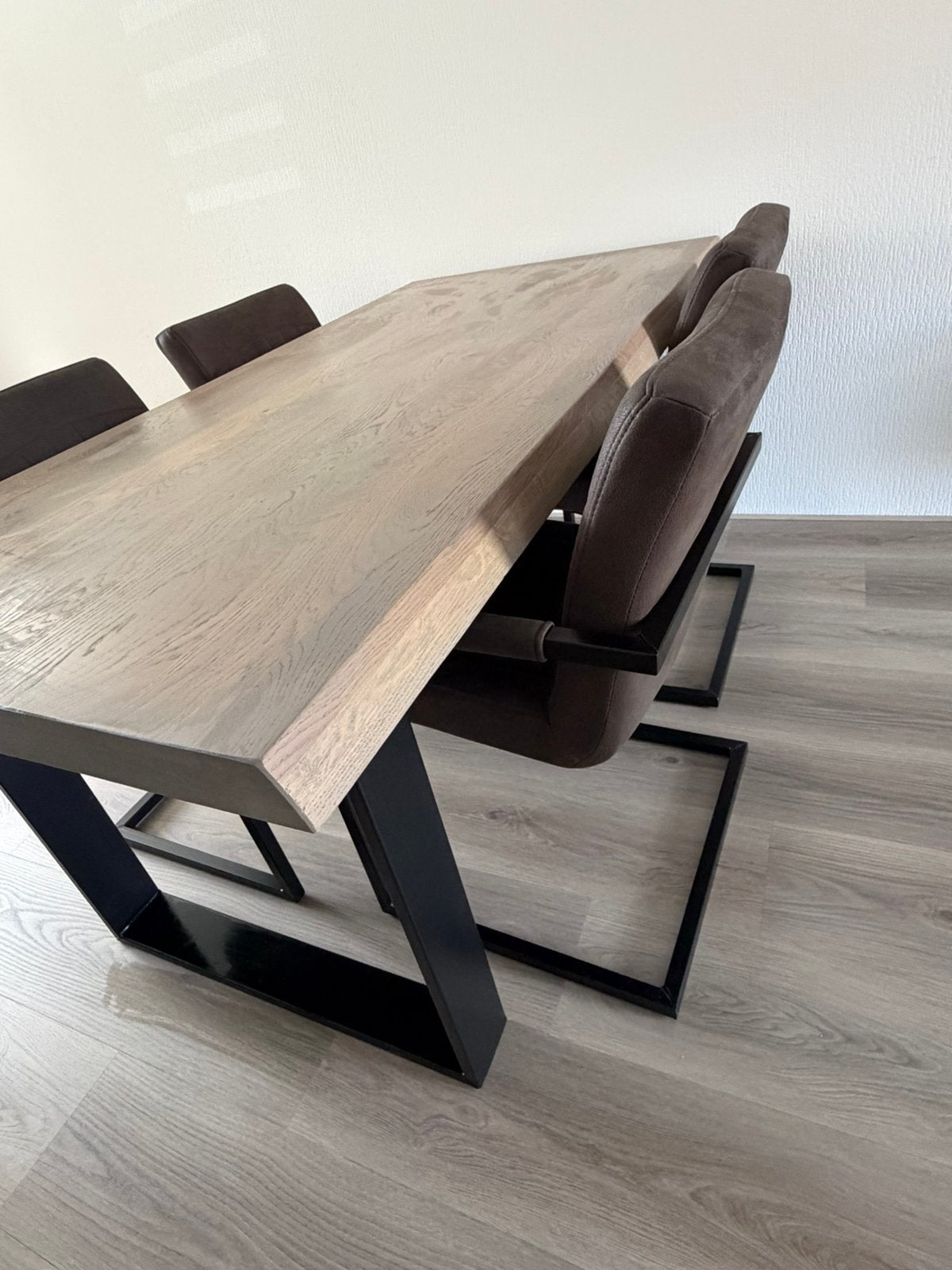Massief Houten Eettafel Salontafel U-poten (Boomstamstijl), Ophalen, 50 tot 100 cm, Zo goed als nieuw, 150 tot 200 cm