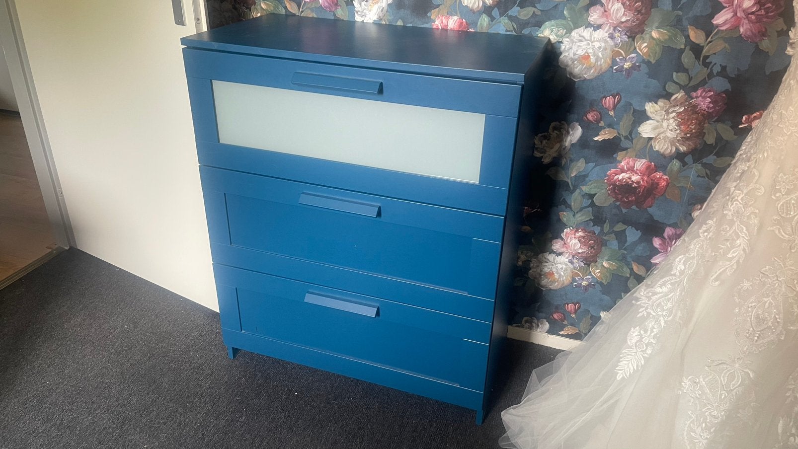 Ikea Aneboda ladekast (blauw), Huis en Inrichting, Kasten | Ladekasten, Ophalen, 50 tot 100 cm, Zo goed als nieuw, Minder dan 100 cm