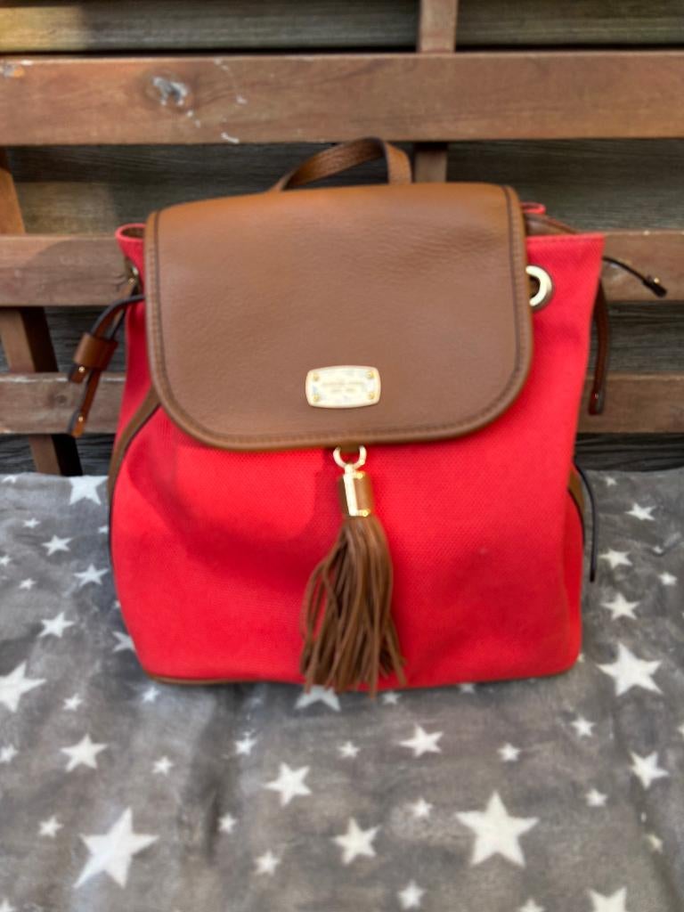 Michael Kors schoudertas - Rugtas (Rood-Bruin), Ophalen of Verzenden, Zo goed als nieuw, Bruin, Schoudertasje