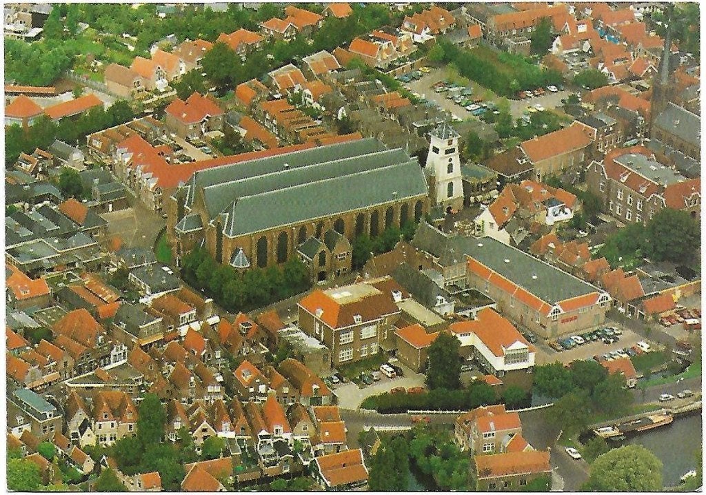 Enkhuizen luchtopname westerkerk ansichtkaart ( a1581 ), Ophalen of Verzenden, 1980 tot heden, Gelopen, Noord-Holland