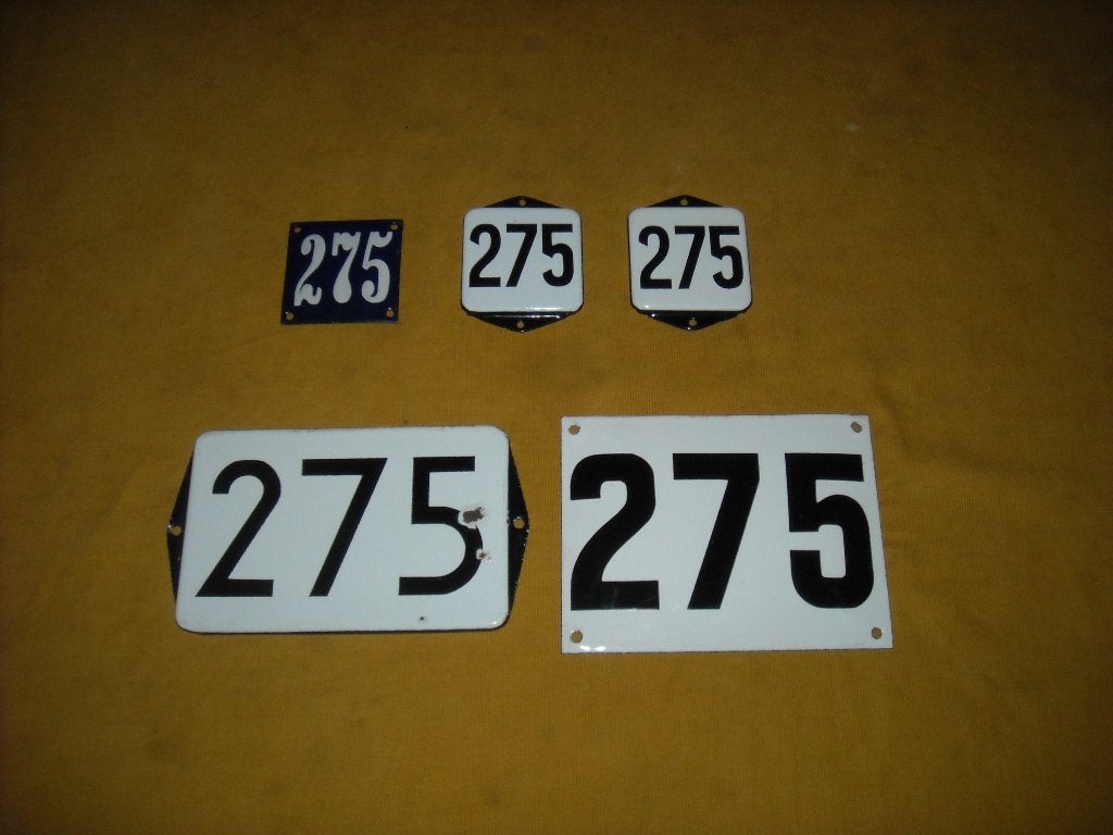 oud emaille huisnummer 275 ook 276 277 278 279 280 281 282 5, Ophalen of Verzenden