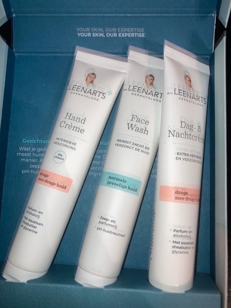 Dr. Leenarts Huidverzorgingsset: Handcrème, Face Wash, Dag-, Ophalen of Verzenden, Nieuw, Gehele gezicht, Reiniging