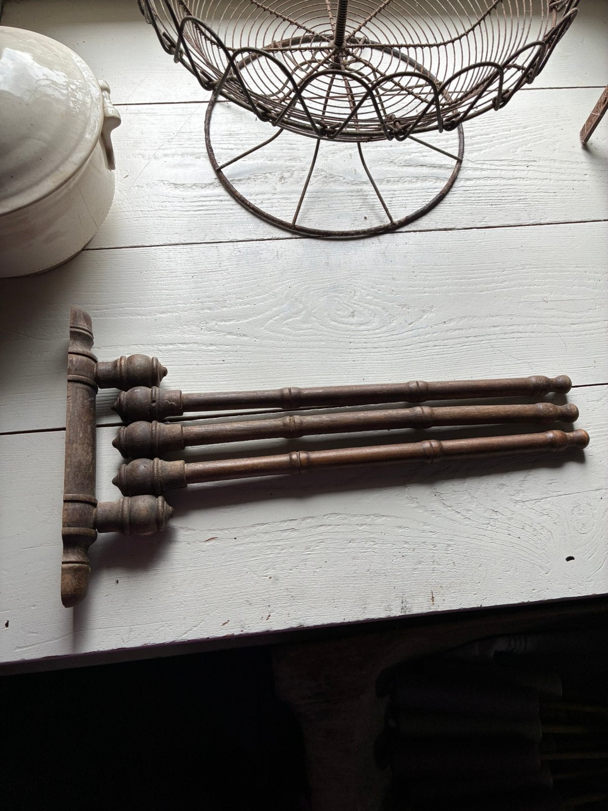 Antiek houten handdoekrekje, Ophalen of Verzenden