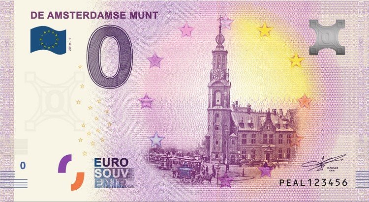 0 Euro biljet De Amsterdamse munt 2019, Ophalen of Verzenden, Overige landen, 5 euro