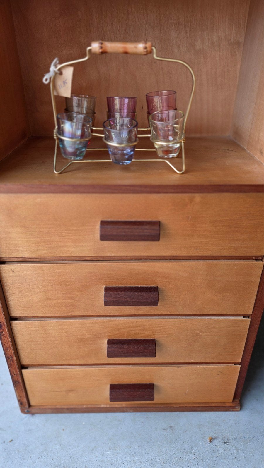 vintage school kastje met lades en vakken, boekenkast, Huis en Inrichting, Minder dan 50 cm, Gebruikt, Ophalen of Verzenden, 3 of 4 laden