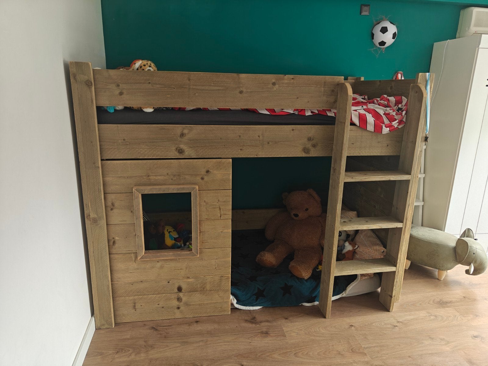 hoogslaper van steigerhout te koop, Ophalen, Gebruikt, Stapelbed