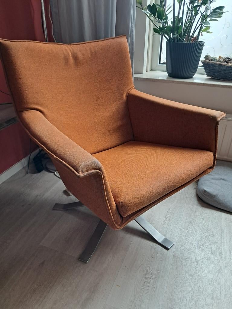 Design fauteuil Djenné van Gerard van den Berg, Huis en Inrichting, Fauteuils, Gebruikt, Metaal, Stof, 75 tot 100 cm, 75 tot 100 cm