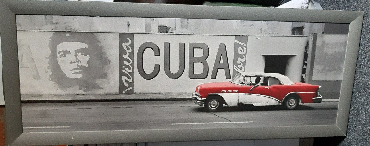 Cuba Che Guevara en Klassieke Auto Poster, Ophalen, Gebruikt, 75 tot 100 cm, Foto of Poster