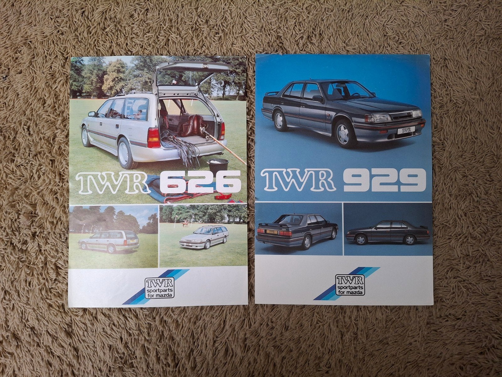 2x autofolder (leaflet) TWR Mazda 626 en 929, Boeken, Verzenden, Zo goed als nieuw, Mazda