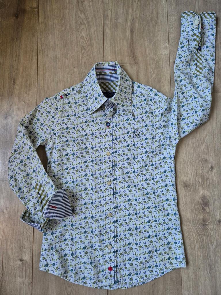 Jo van Kleef blouse met bloemenprint, maat 128, Ophalen of Verzenden, Zo goed als nieuw, Jongen, Overhemd of Blouse