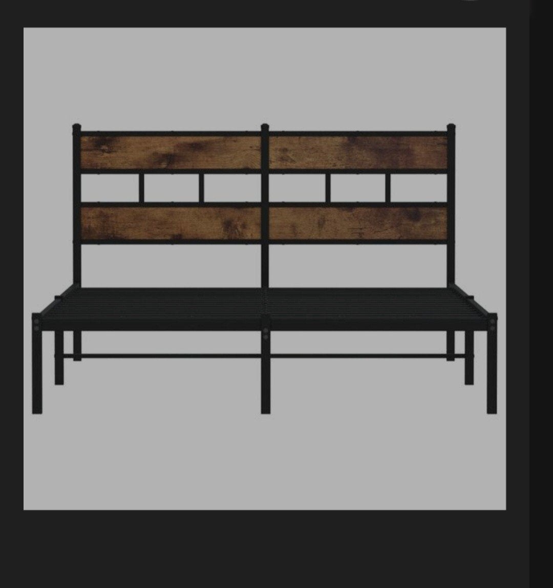 Bedframe zonder matras metaal eikenkleurig, Huis en Inrichting, Ophalen, Zwart, 140 cm, 200 cm