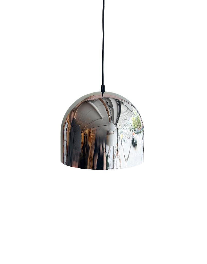 Vintage hanglamp met chromen kap, Ophalen, Gebruikt, Metaal, Vintage
