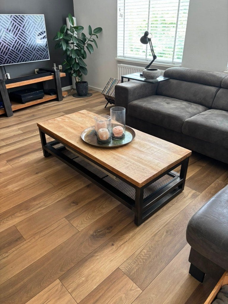 Salontafel mango hout 140x60cm, 100 tot 150 cm, 50 tot 100 cm, Zo goed als nieuw, Minder dan 50 cm
