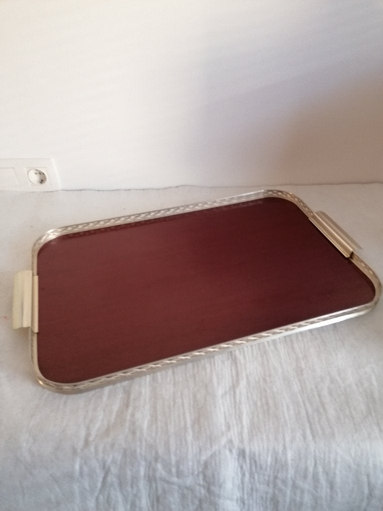 vintage hollywood regency formica dienblad met bewerkte rand, Ophalen of Verzenden
