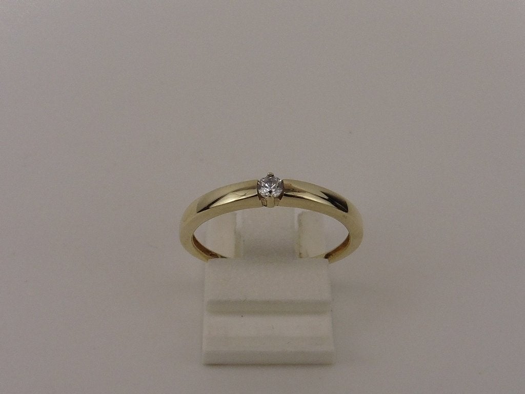 Gouden damesring met zirkonia                            G43, Gebruikt, ., Ophalen of Verzenden, Dame