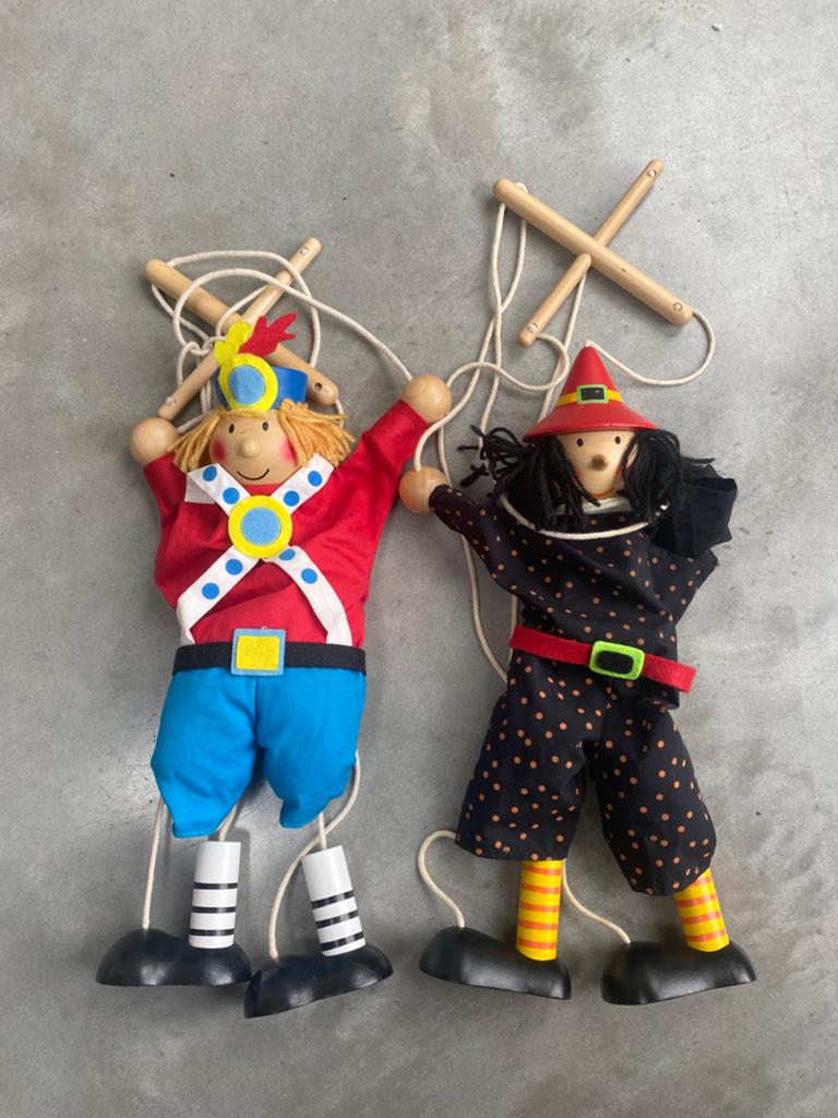 Houten marionetpop/poppen, zgan, losse verkoop, Ophalen of Verzenden, Zo goed als nieuw