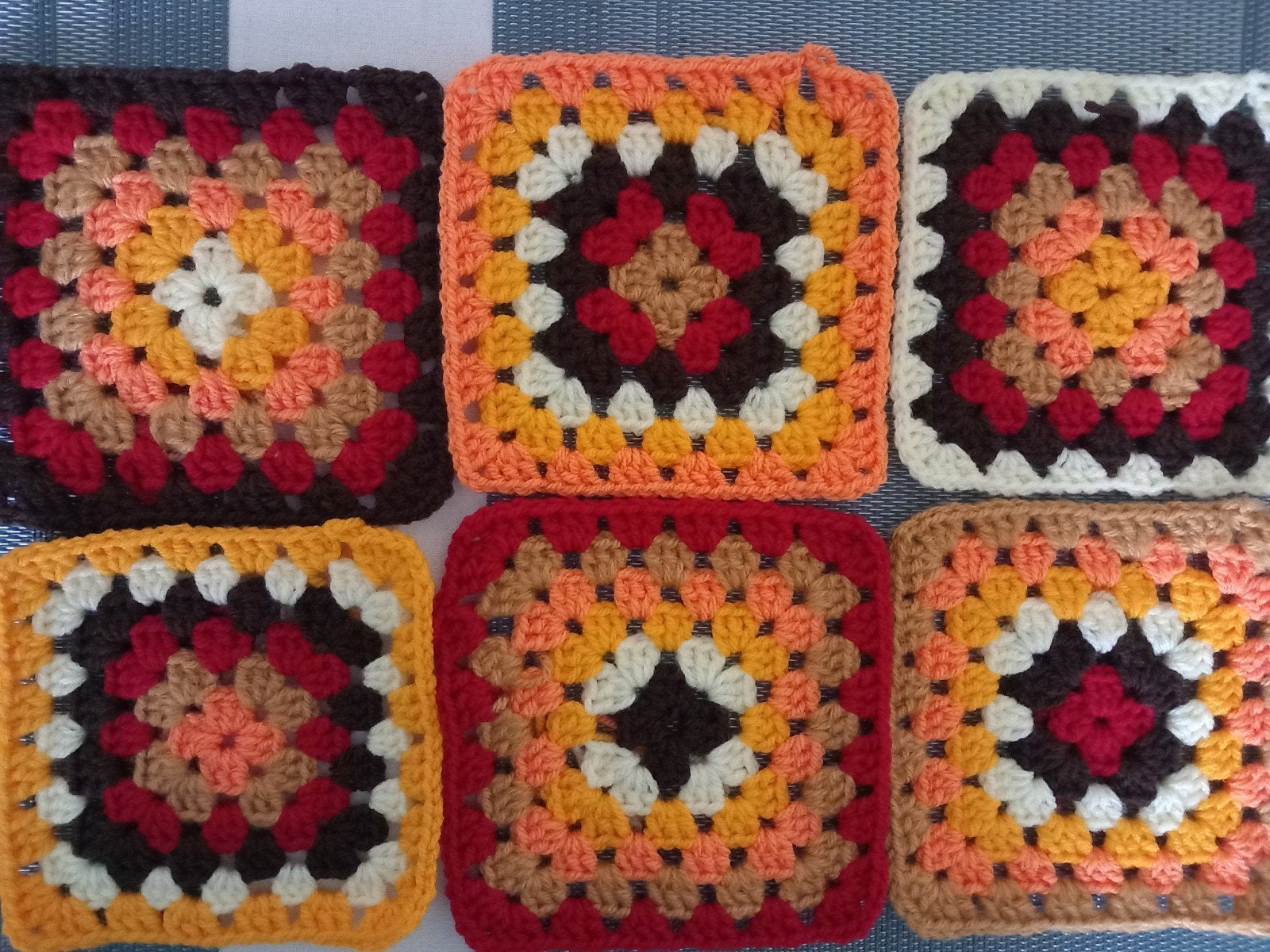 Granny square lapjes 14x14 cm herfstkleur, Ophalen of Verzenden, Nieuw, Haken, Wol of Garen