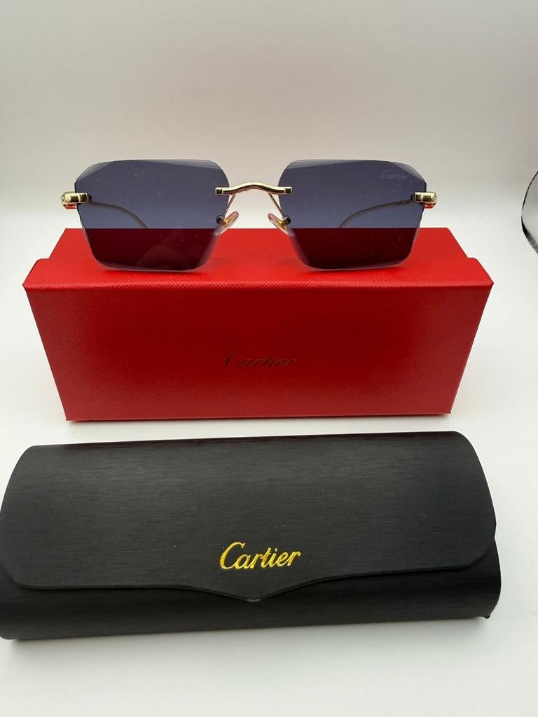 Cartier zonnebril met blauwe glazen, Sieraden, Tassen en Uiterlijk, Zonnebrillen en Brillen | Heren, Ophalen of Verzenden, Nieuw