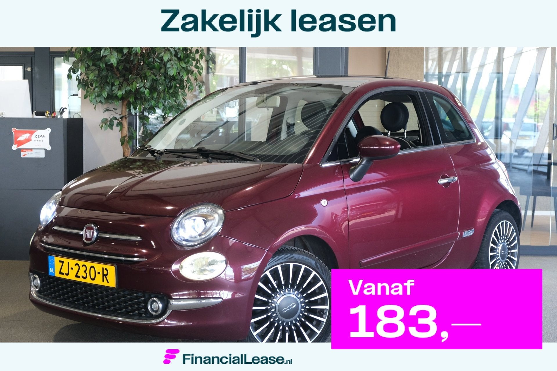Fiat 500 S 1.2 69PK Airco Pano Led, Voorwielaandrijving, Stof, Gebruikt, 4 cilinders