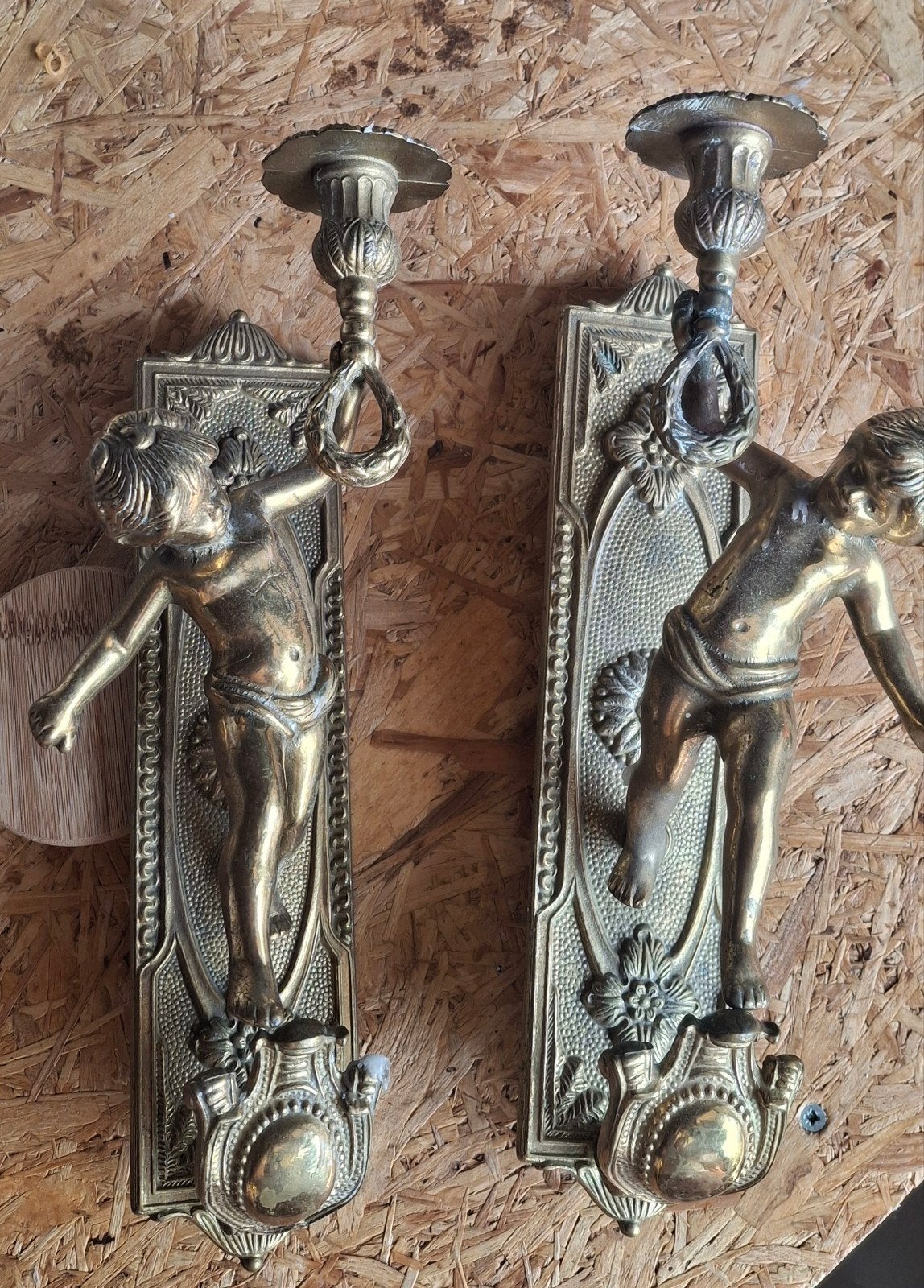 Verguld bronzen wandkandelaars (set van 2), Ophalen of Verzenden