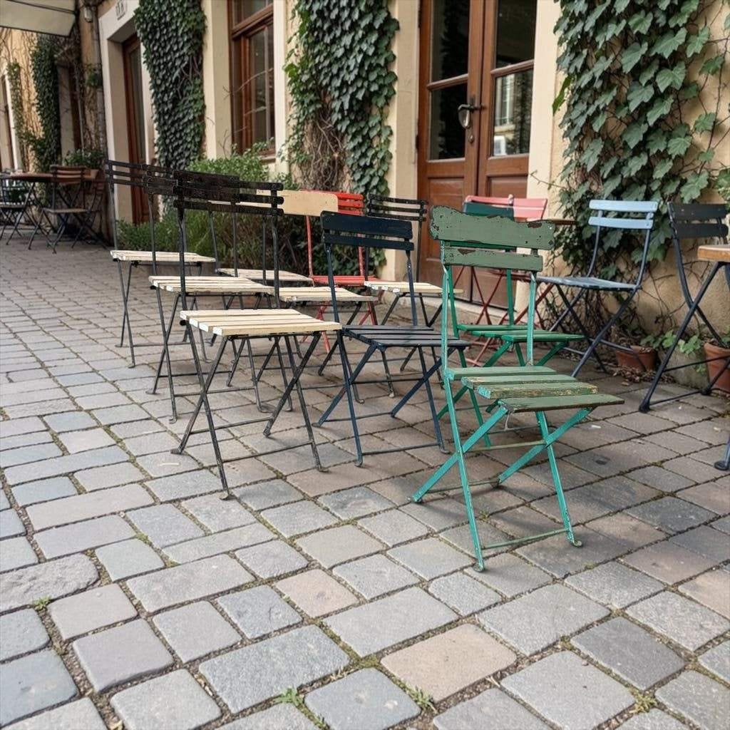 Vintage houten Franse bistrostoel, Ophalen, Gebruikt, Hout, 2 zitplaatsen