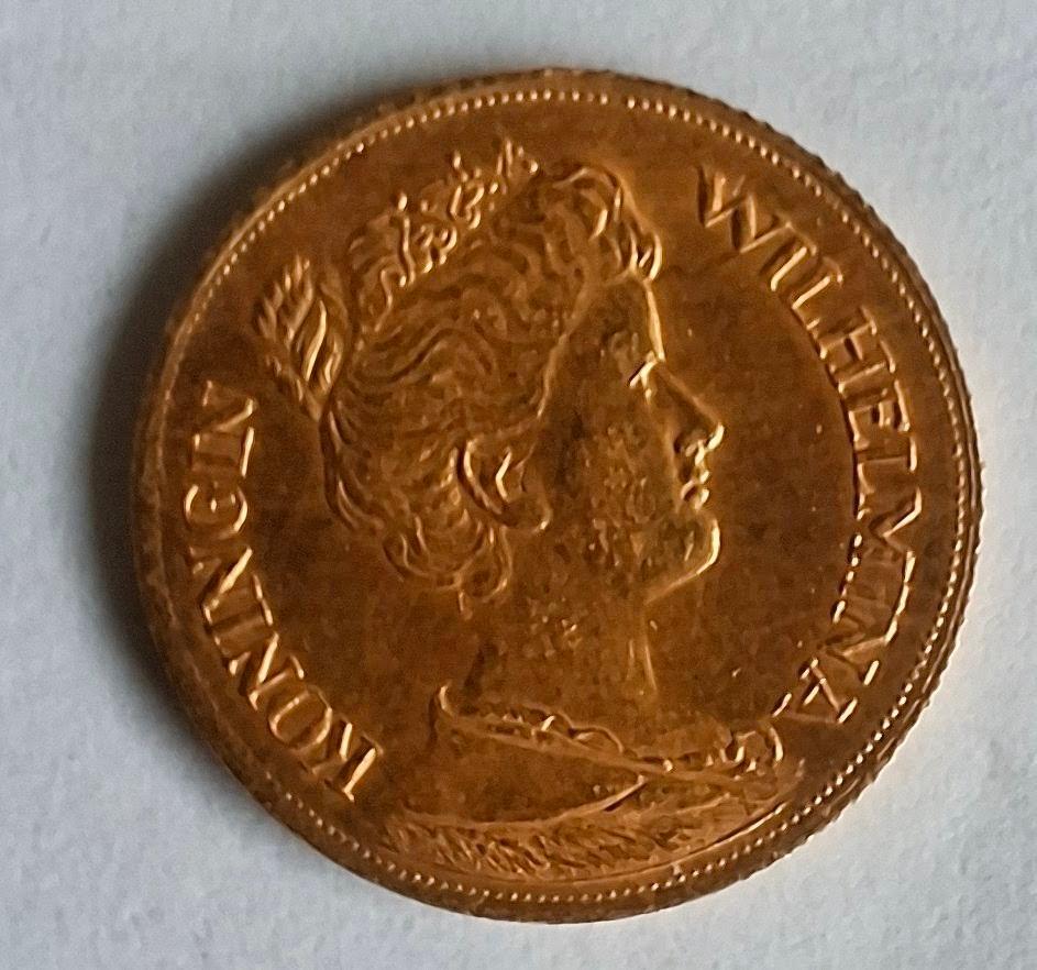 Origineel Gouden Vijfje 1912, Ophalen, Koningin Wilhelmina, 5 gulden, Goud