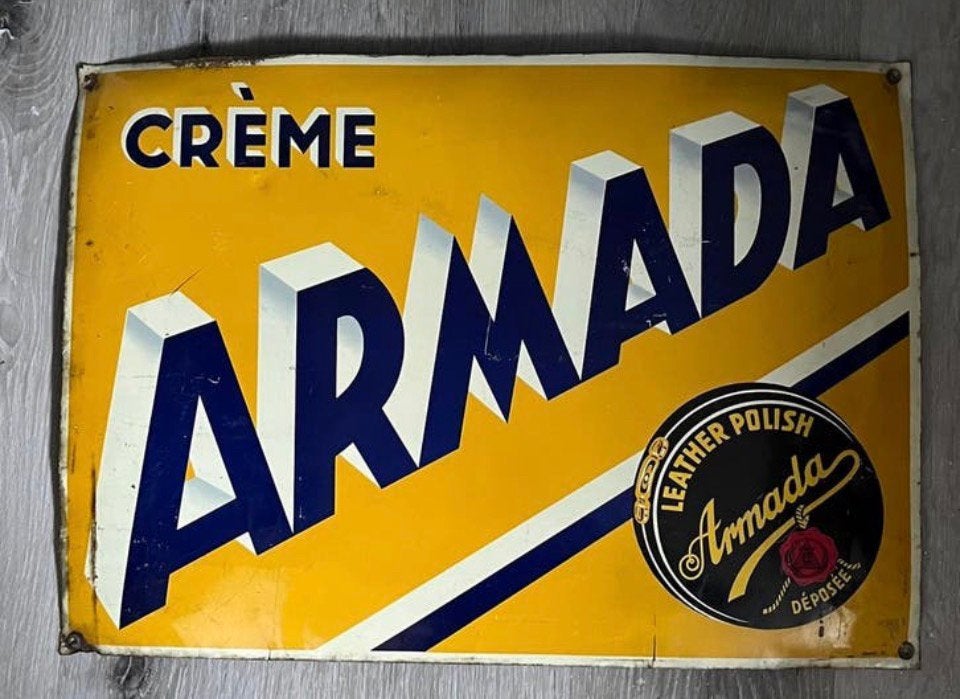 Armada Leatherpolish Reclamebord Blik - Vintage Decoratie, Verzamelen, Merken en Reclamevoorwerpen, Ophalen of Verzenden, Gebruikt