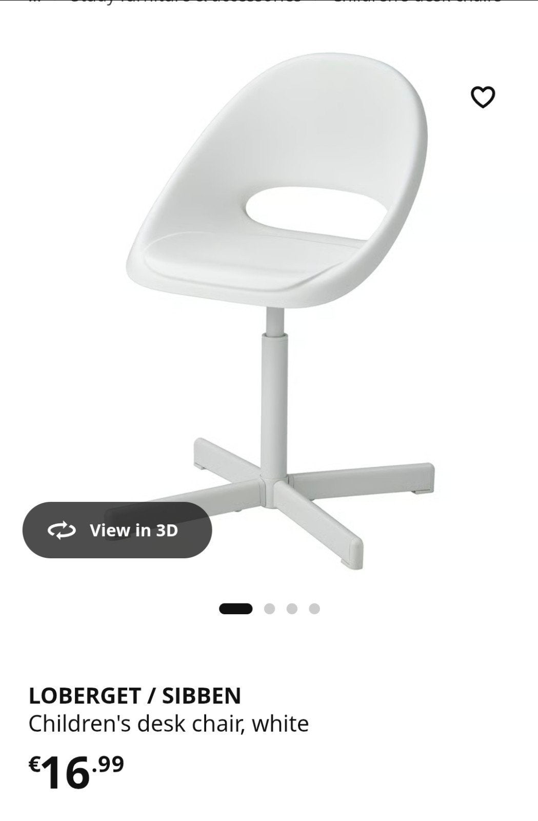 Ikea Loberget/Sibben kinderstoel - Wit, Ophalen, Zo goed als nieuw, Stoel(en)