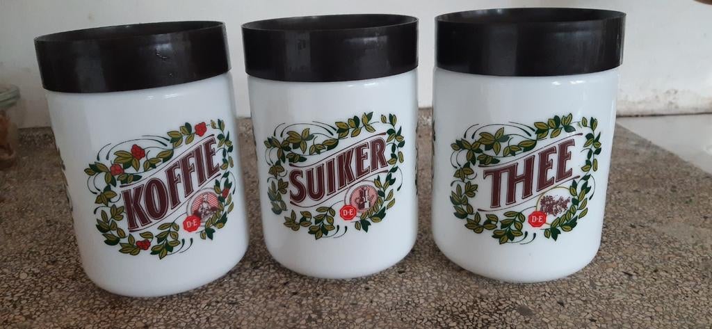 Vintage voorraadpotten Koffie, Suiker, Thee Douwe Egberts, Antiek en Kunst, Ophalen of Verzenden