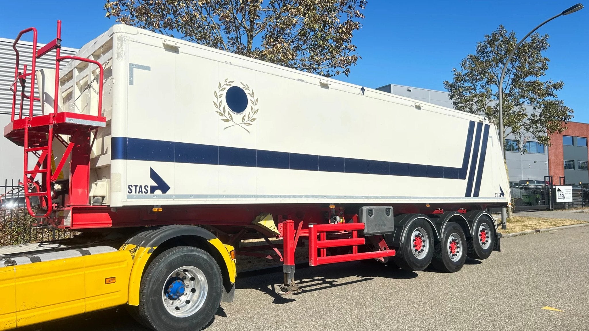 Stas S300CX Kipper | 2x lift axle | 43 m3 | alu | rolzeil |, Auto's, Vrachtwagens, Overige brandstoffen, Geïmporteerd, Aanhangers en Opleggers