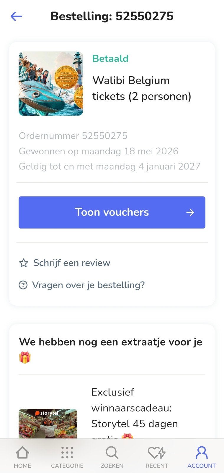Walibi kaartje, Twee personen, Arrangement, Ticket of Toegangskaart