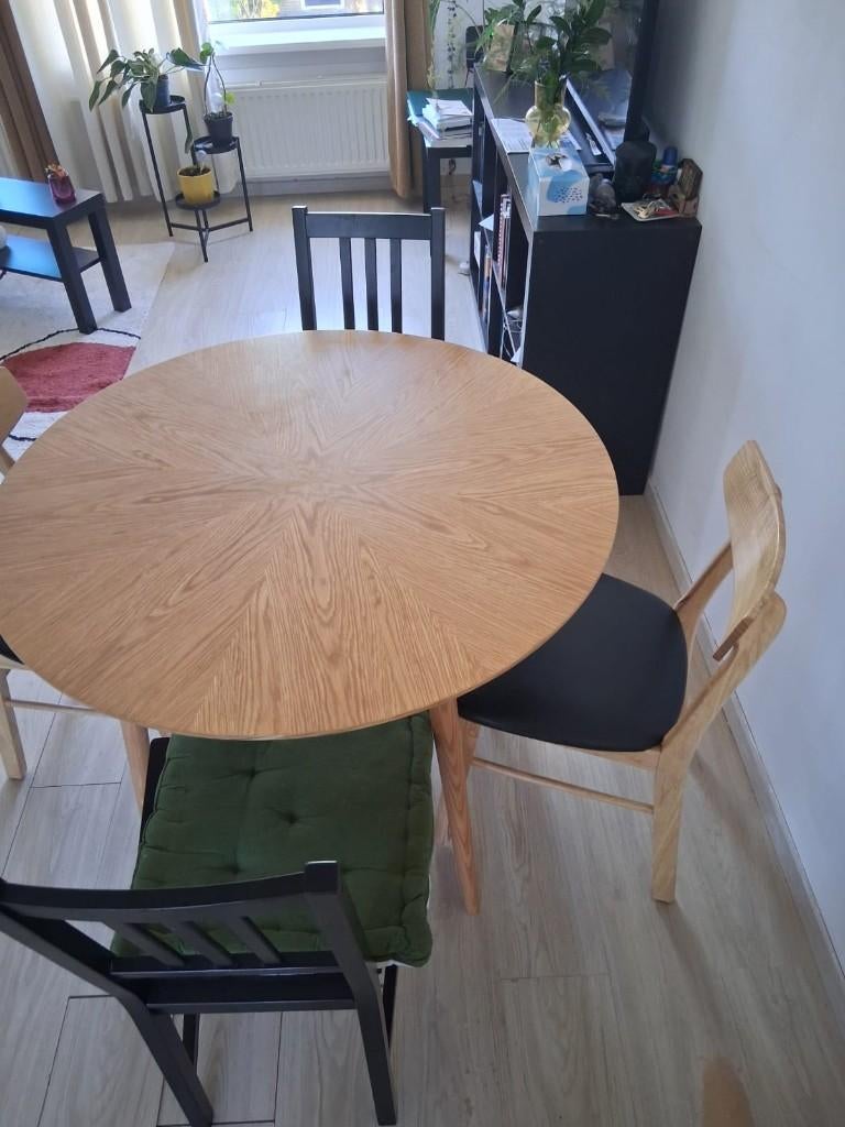 Rond Eettafel Eikenhouten 100x75cm, Ophalen, 50 tot 100 cm, 50 tot 100 cm, Zo goed als nieuw