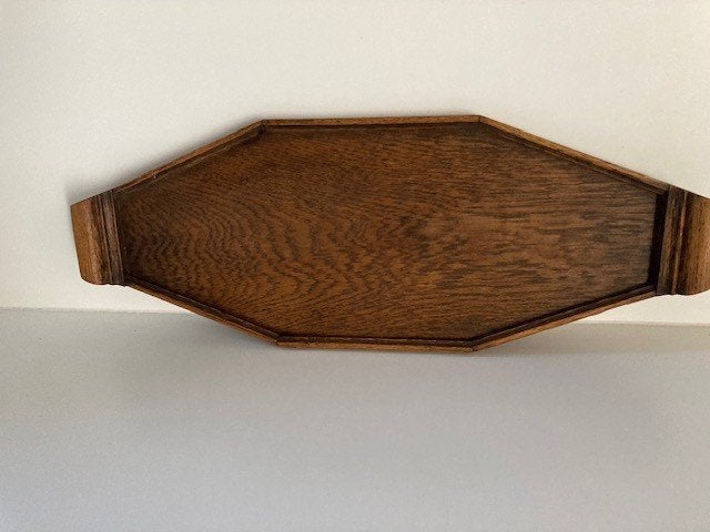 antiek Art Deco dienblad massief eiken ca. 1930, Ophalen of Verzenden, Zo goed als nieuw, Overige vormen, Hout