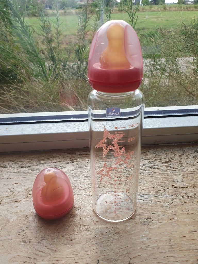 Glazen fles 250 ml, Overige merken, Gebruikt, Ophalen of Verzenden, Babyfles