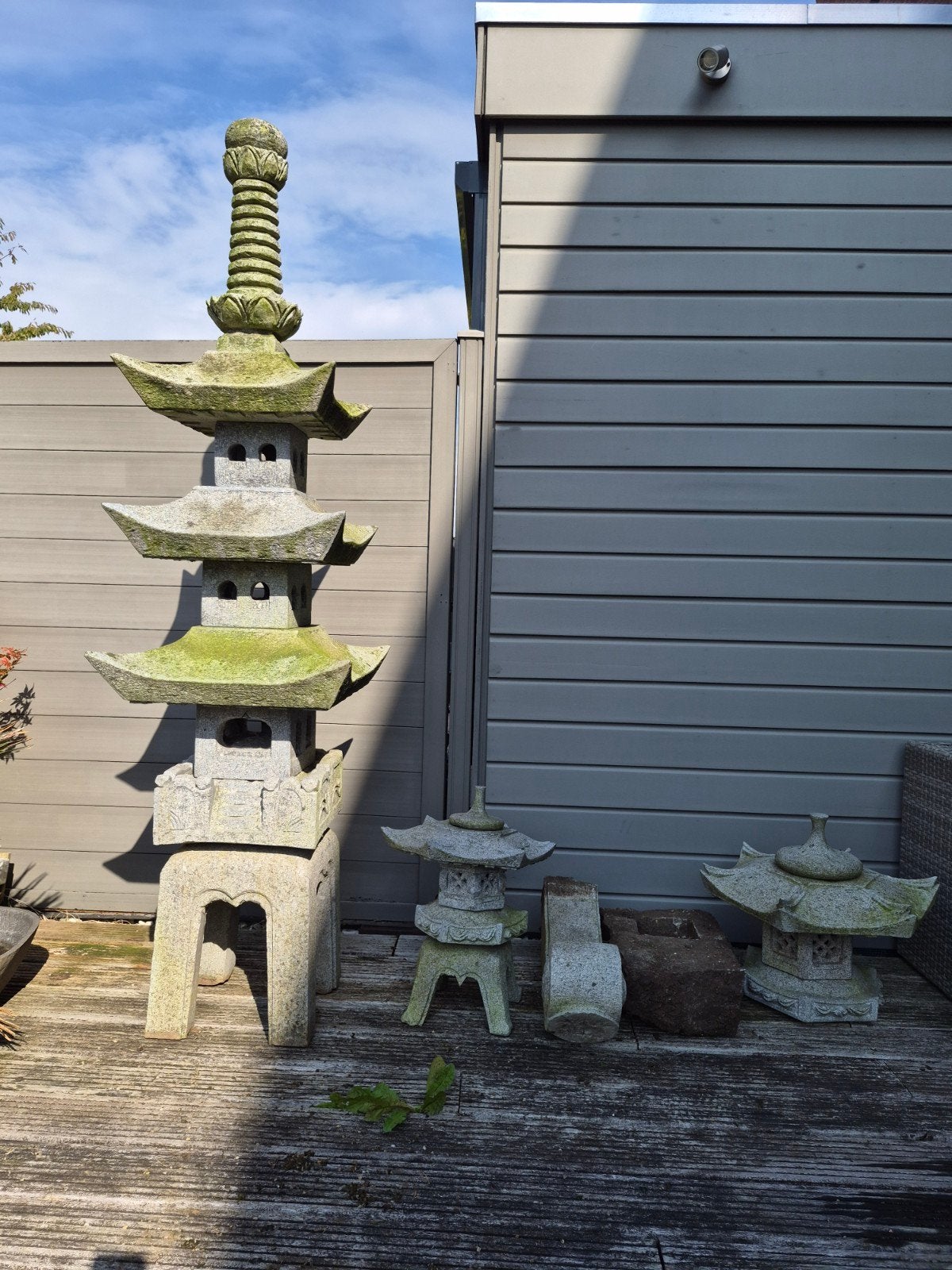 Grote Japanse Pagode Tuinbeeld en diverse lantaarns, Tuin en Terras, Ophalen, Gebruikt, Steen, Overige typen