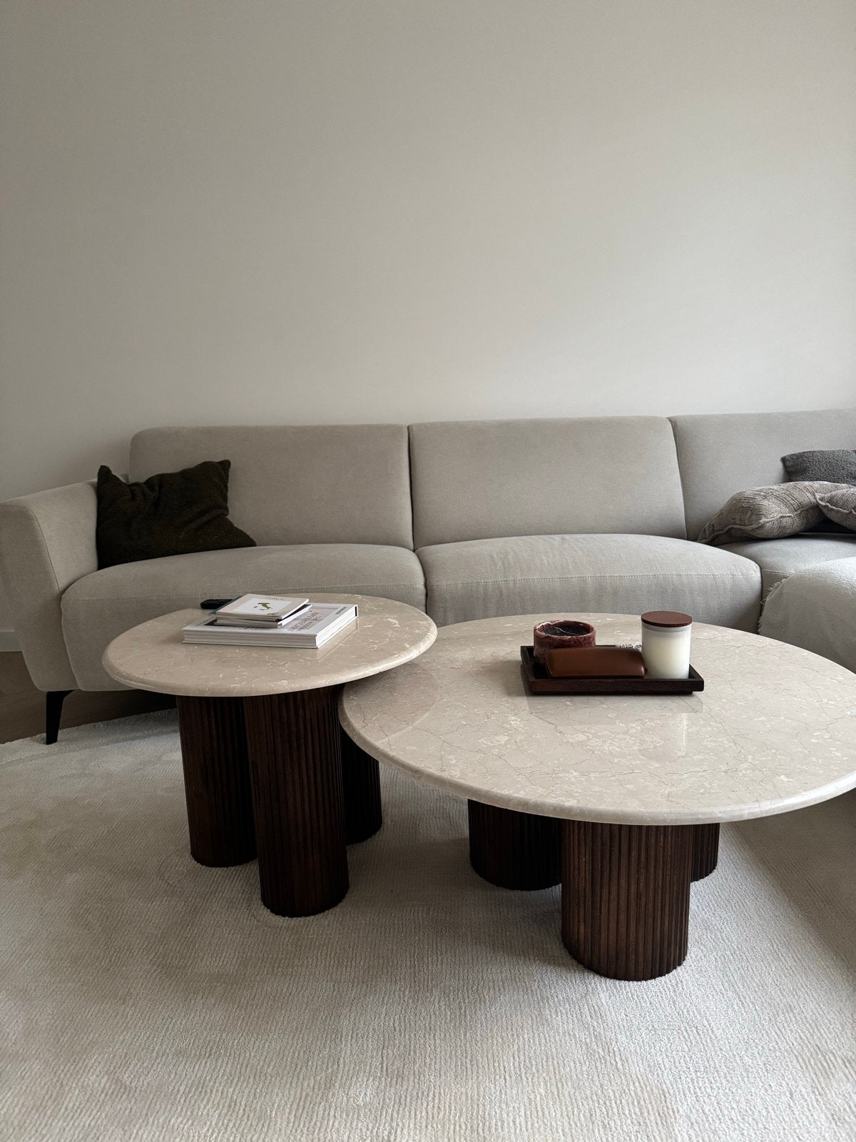 Eleonora Xavi Salontafel Set van 2 - Zo goed als nieuw, Huis en Inrichting, Ophalen, Zo goed als nieuw, Rond, Overige houtsoorten