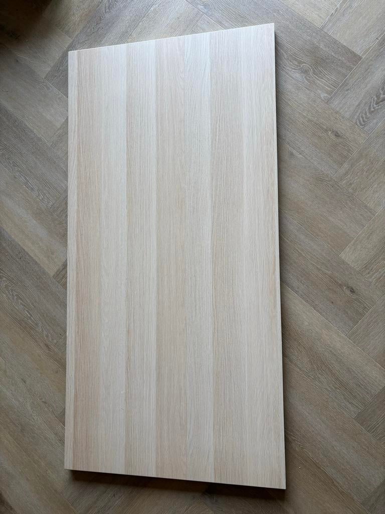 IKEA Linnmon Tafelblad Wit Gelazuurd Eikenpatroon 150x75, Ophalen, Gebruikt, 50 tot 100 cm, Rechthoekig