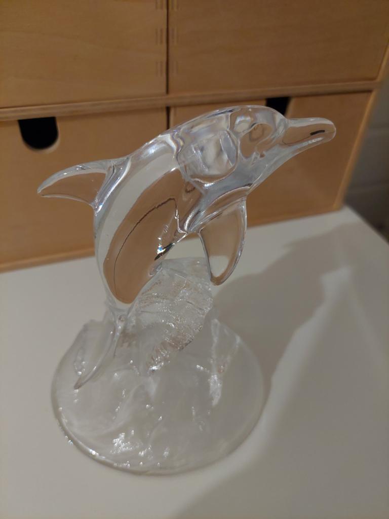 Kristallen Dolfijn Beeldje - Elegant Decoratief Object, Antiek en Kunst, Antiek | Glas en Kristal, Ophalen of Verzenden